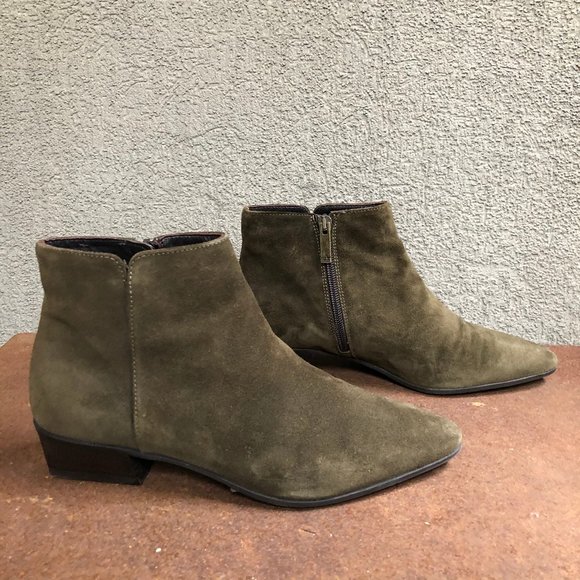 Aquatalia Fire Suede Booties Olive Green - Picture 4 of 12